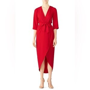 Amanda Uprichard Red Timeless Midi Wrap Dress Sz Small